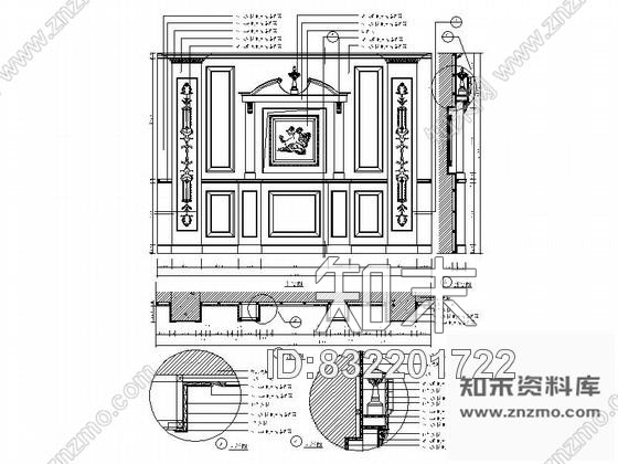 图块/节点柚木线欧式客厅装饰详图cad施工图下载【ID:832201722】