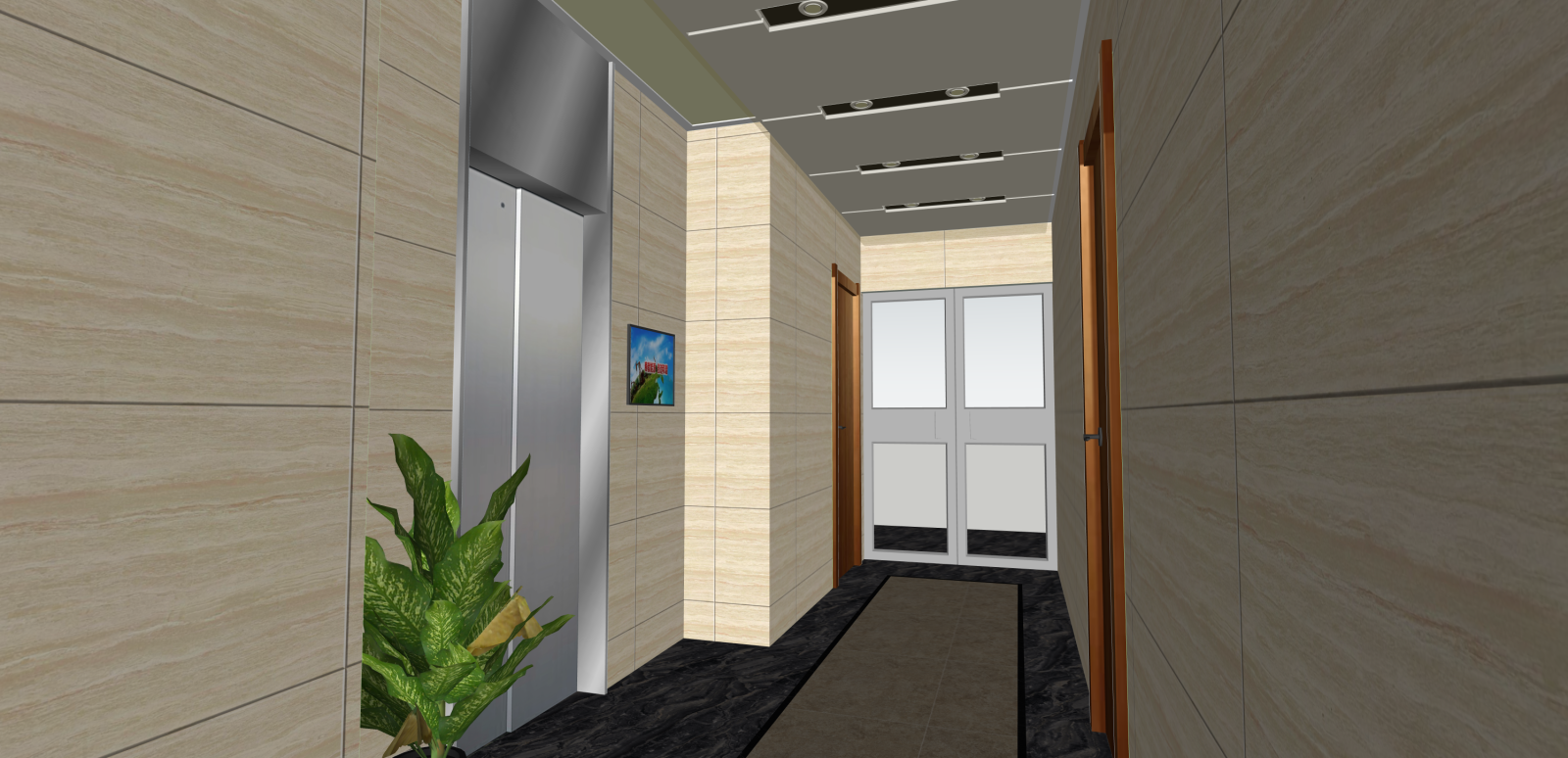 现代办公大堂SU模型下载【ID:1216034616】