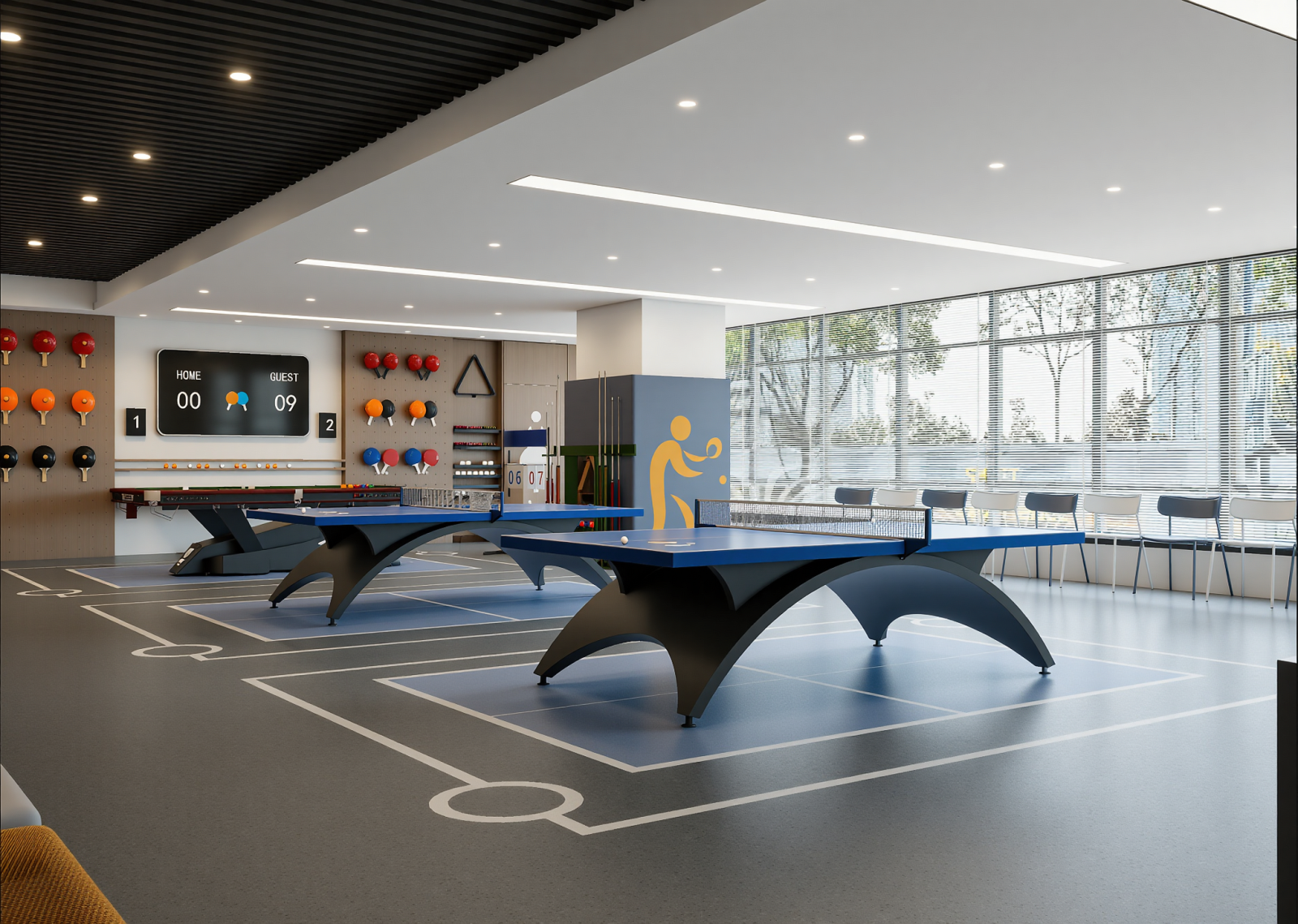 现代乒乓球室3D模型下载【ID:1215097229】