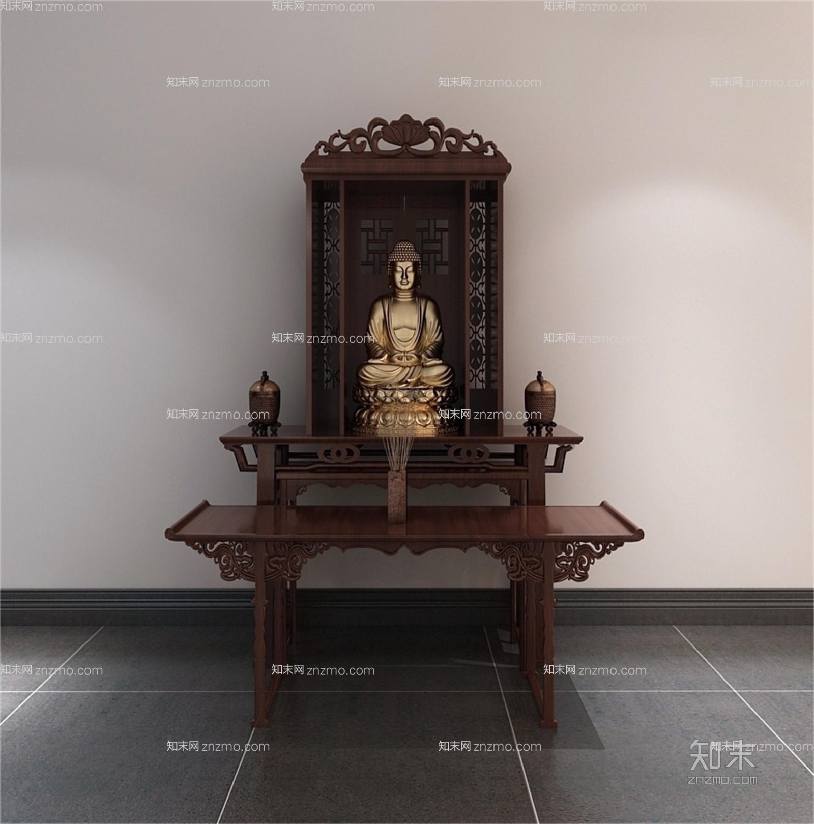 中式佛龛条案组合3D模型下载【ID:85938092】