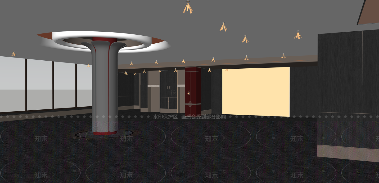 现代酒店大堂SU模型下载【ID:1215207585】