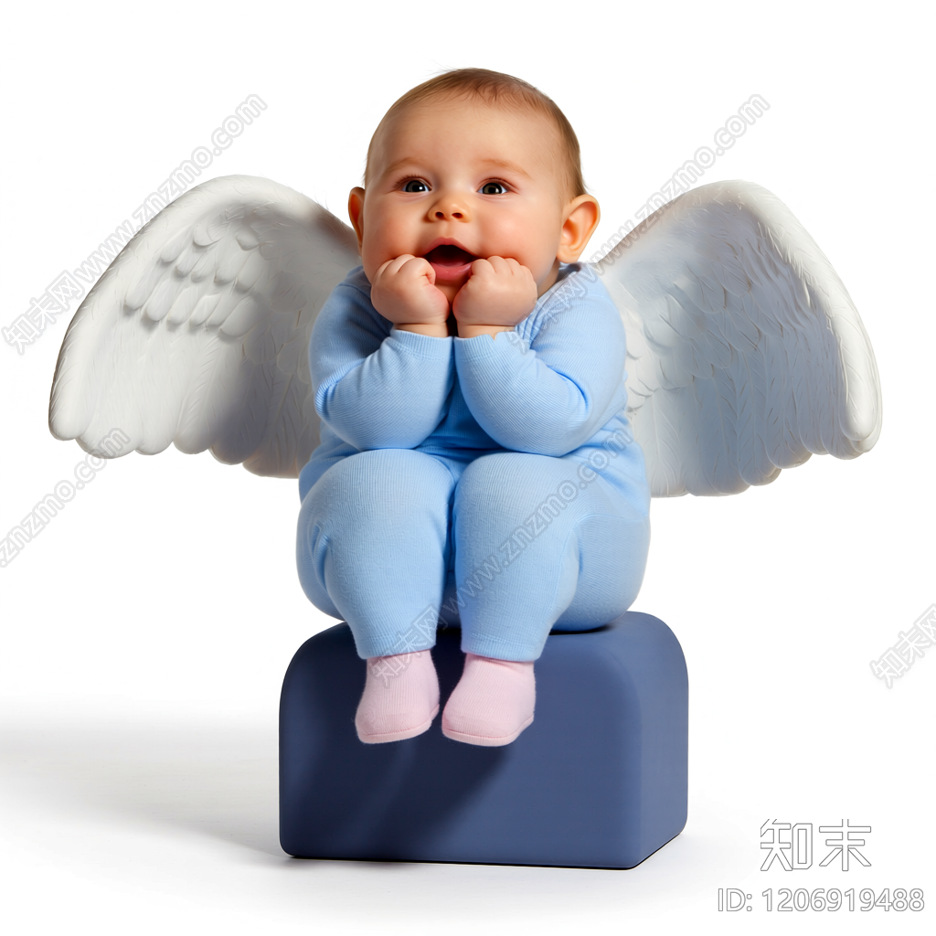 天使坐姿雕塑3D模型下载【ID:1206919488】