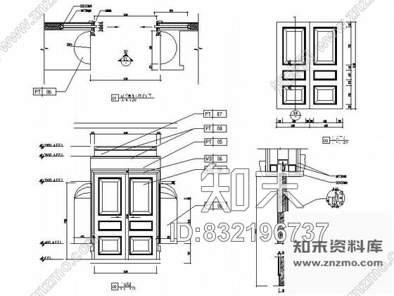 图块/节点实木双扇门详图cad施工图下载【ID:832196737】