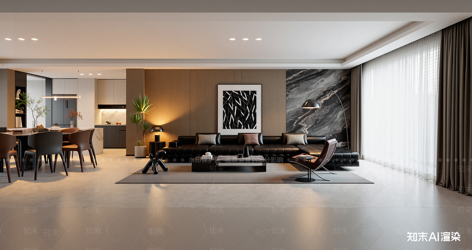 现代客餐厅3D模型下载【ID:1221927519】