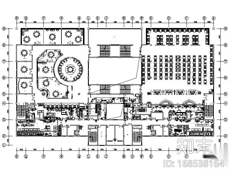大学餐厅平面图施工图下载【ID:168538164】