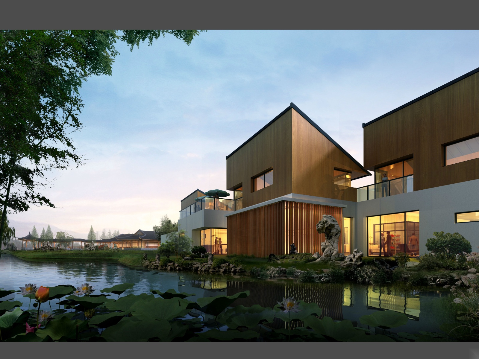 自然生态中式园林居住区建筑模型设计施工图下载【ID:161082179】