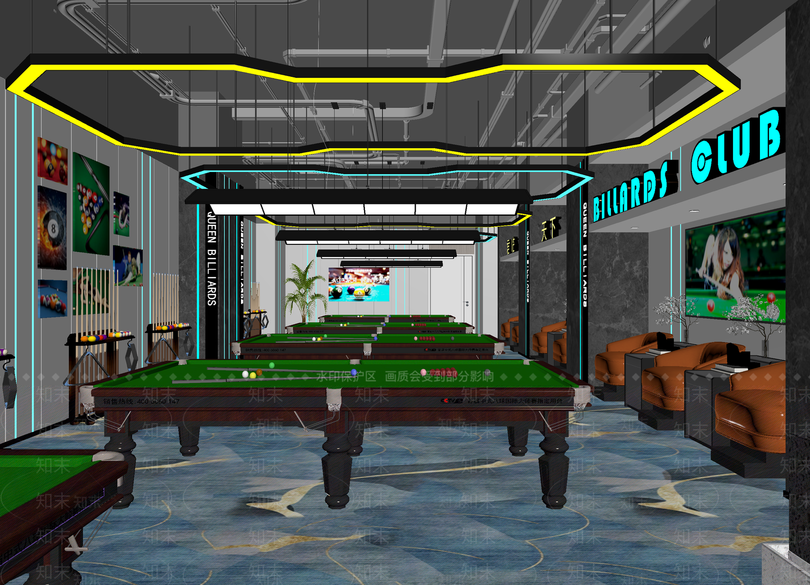 现代台球室3D模型下载【ID:1214716648】