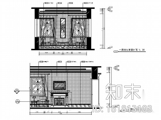 [北京]豪华欧式风格两层别墅室内装修施工图（含SU细部表...cad施工图下载【ID:161813103】