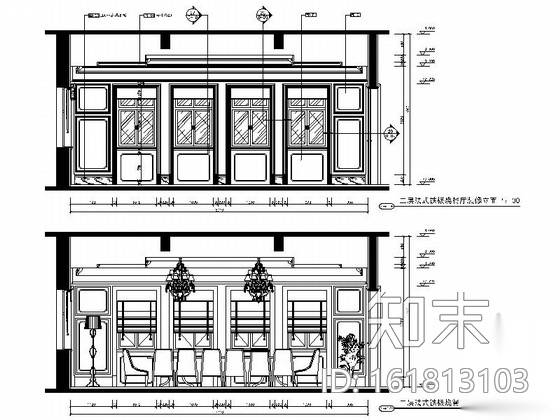 [北京]豪华欧式风格两层别墅室内装修施工图（含SU细部表...cad施工图下载【ID:161813103】