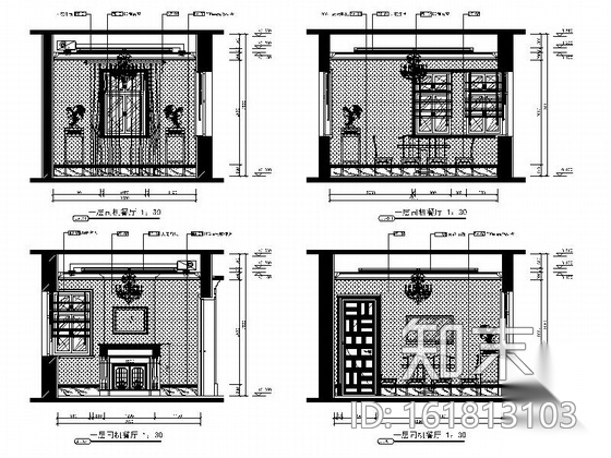 [北京]豪华欧式风格两层别墅室内装修施工图（含SU细部表...cad施工图下载【ID:161813103】