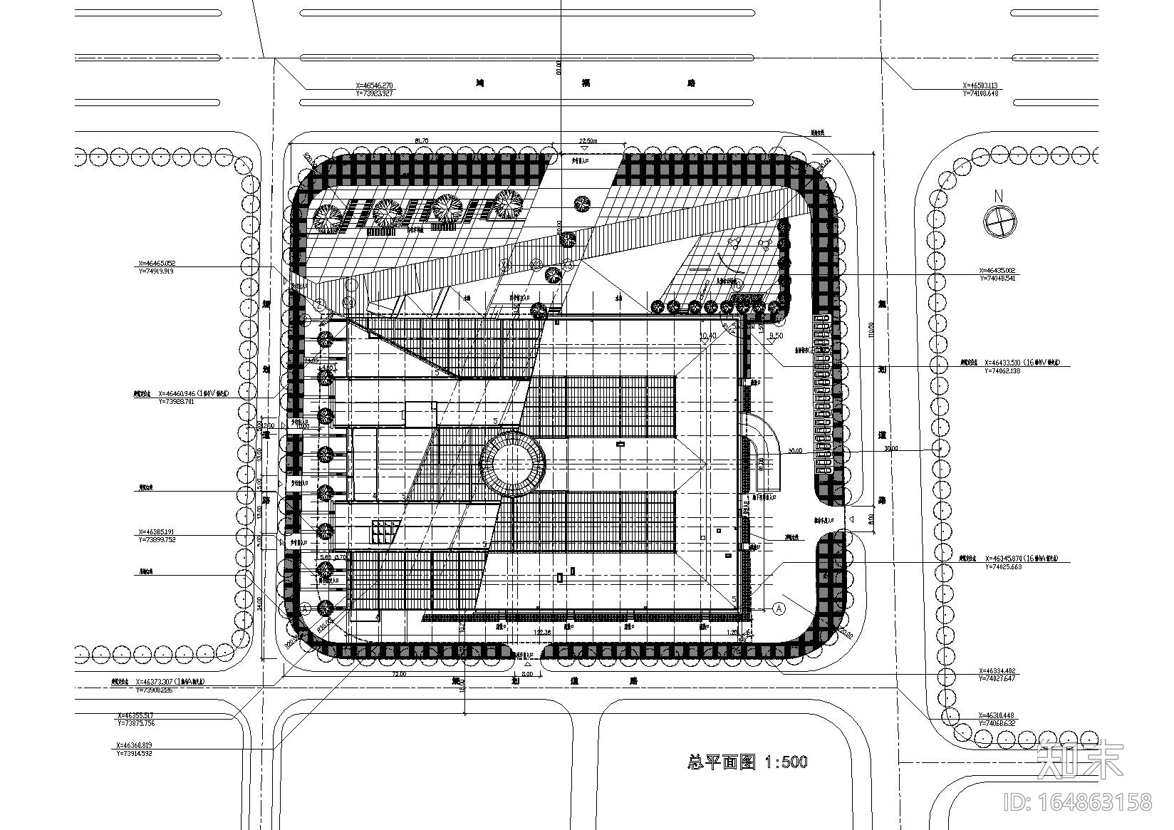 [广东]东莞市图书馆建筑施工图（含效果图）cad施工图下载【ID:164863158】