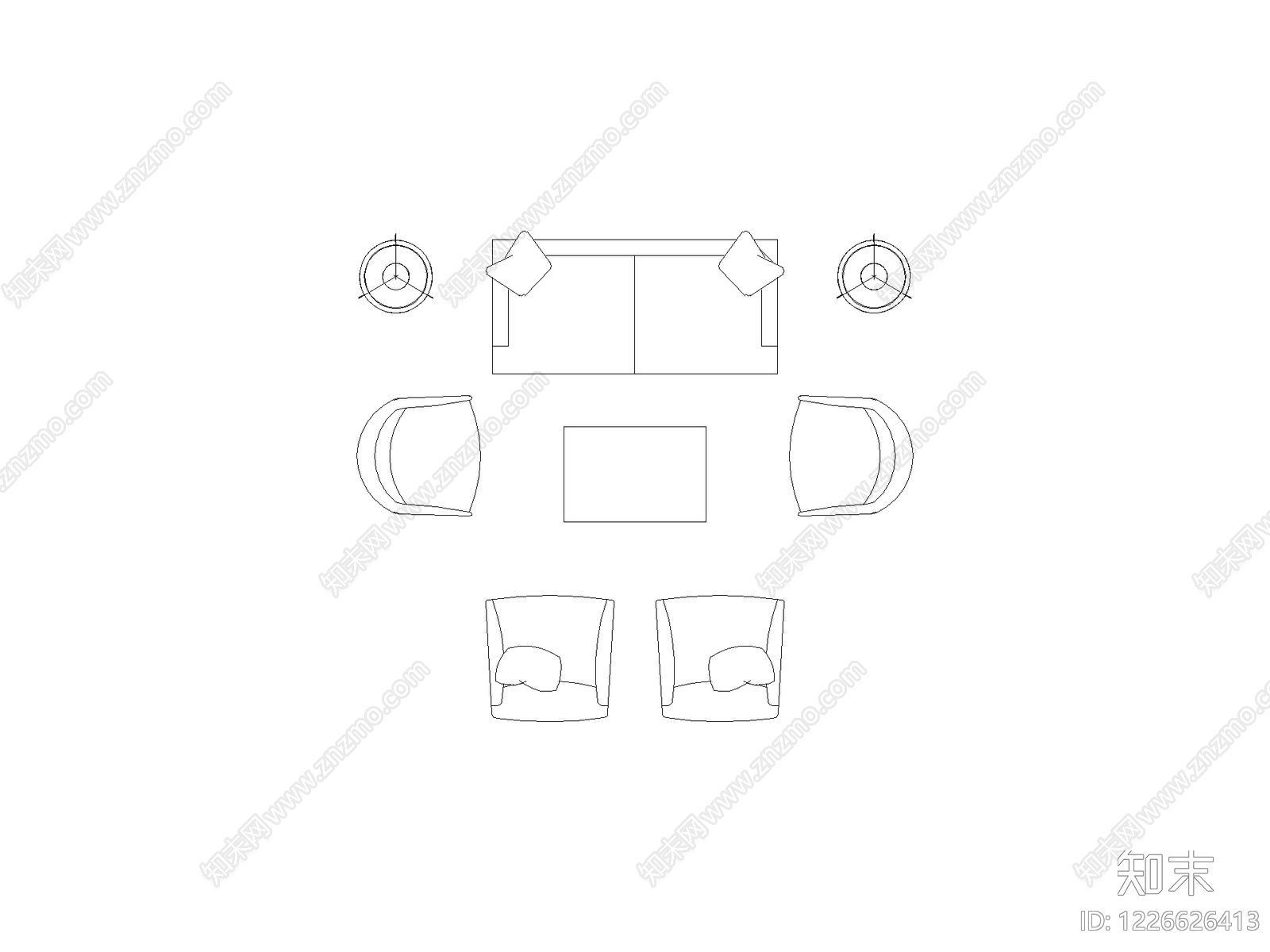 现代,意式沙发CAD图纸