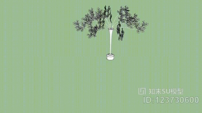 JCD大气工作室雕塑金属树SU模型下载【ID:123730600】
