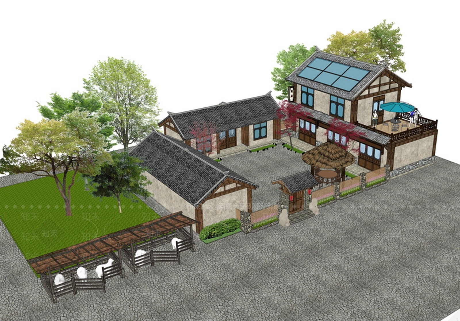 民宿新农村自建房SU模型下载【ID:162155196】