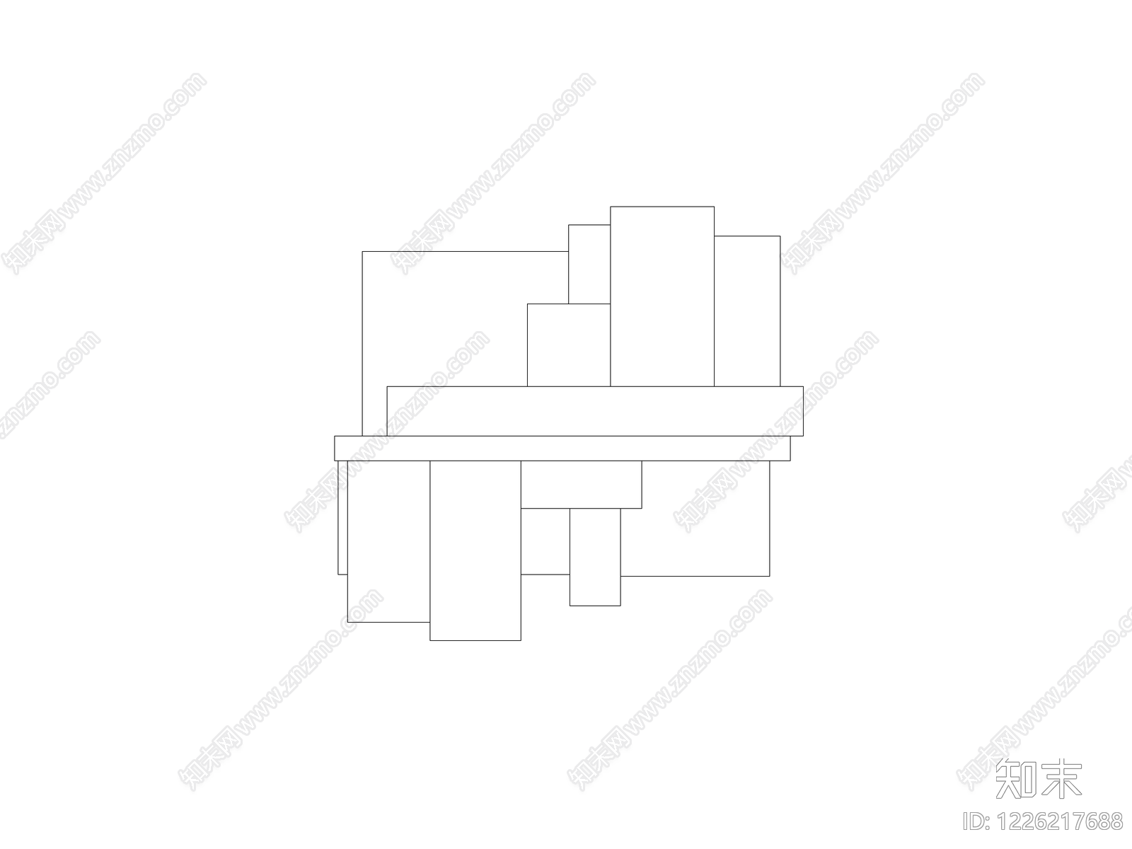 正反沙发组合cad施工图下载【ID:1226217688】