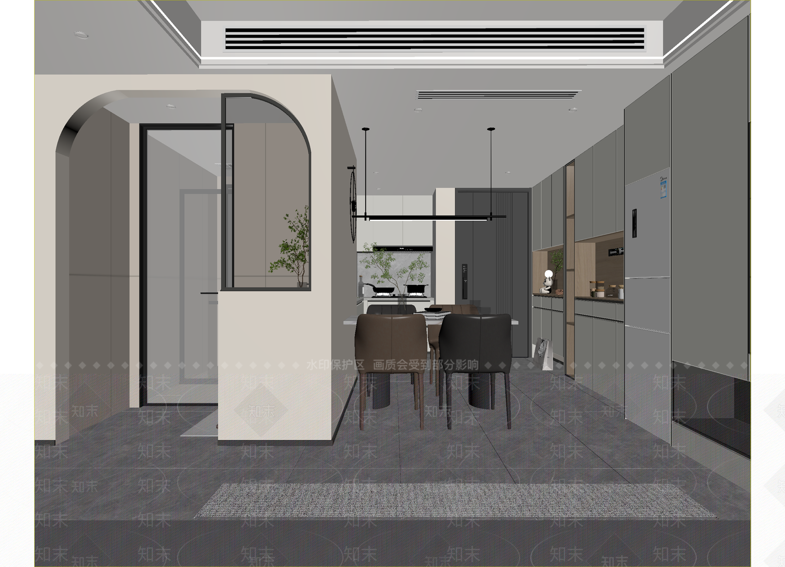 现代开放式厨房3D模型下载【ID:1214754242】