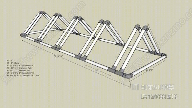 三角PVC自行车架SU模型下载【ID:126666216】