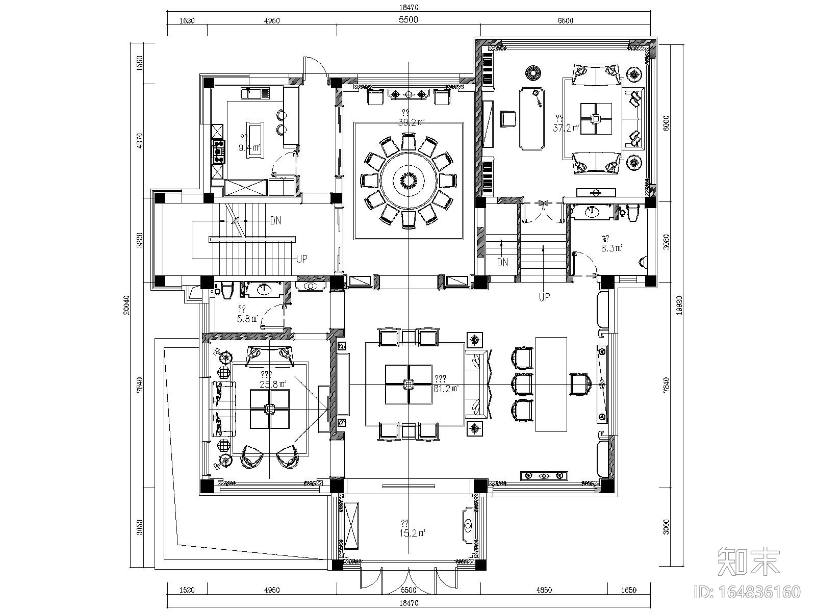 苏州中航樾玺63号古典中式别墅样板间施工图施工图下载【ID:164836160】