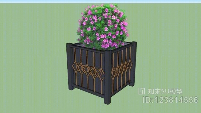 木桶，植物花瓶，灌木丛，P3/流水池。SU模型下载【ID:123814556】