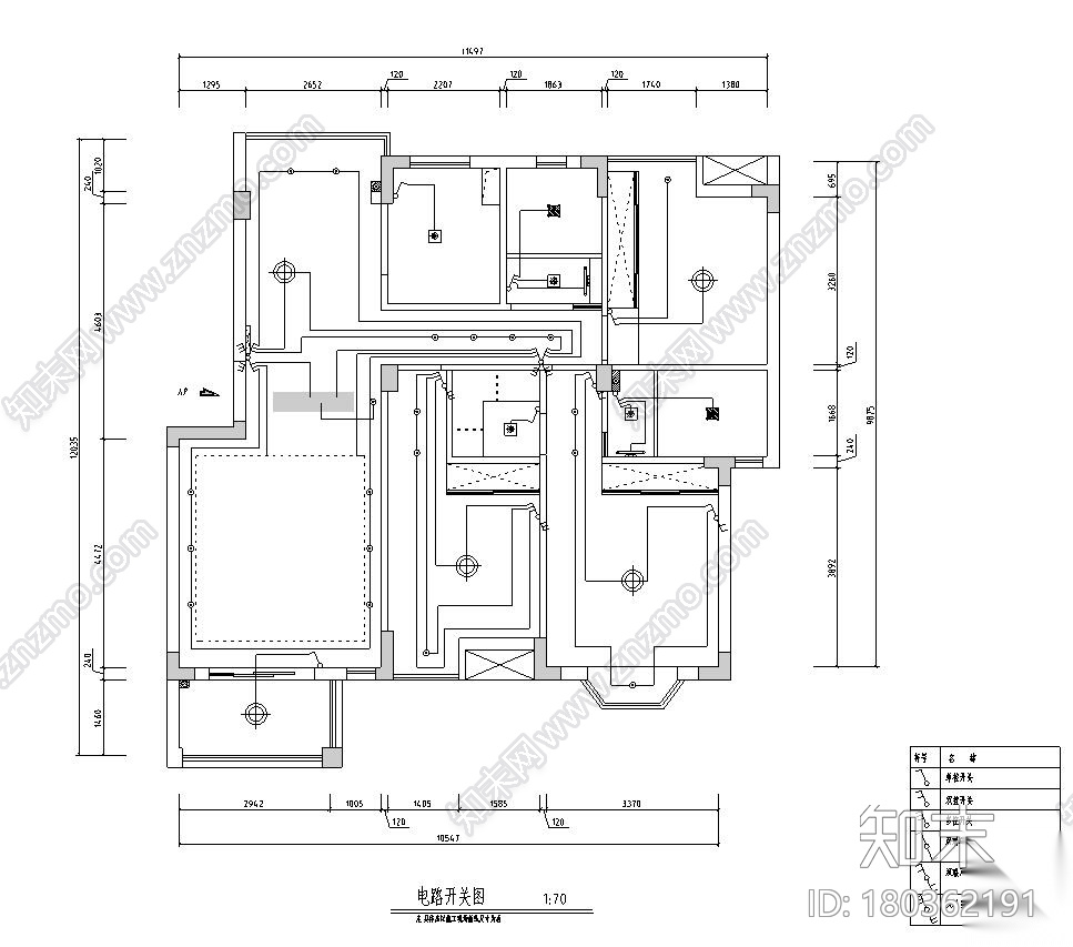 [江西]混搭中式风格116㎡住宅装修施工图cad施工图下载【ID:180362191】