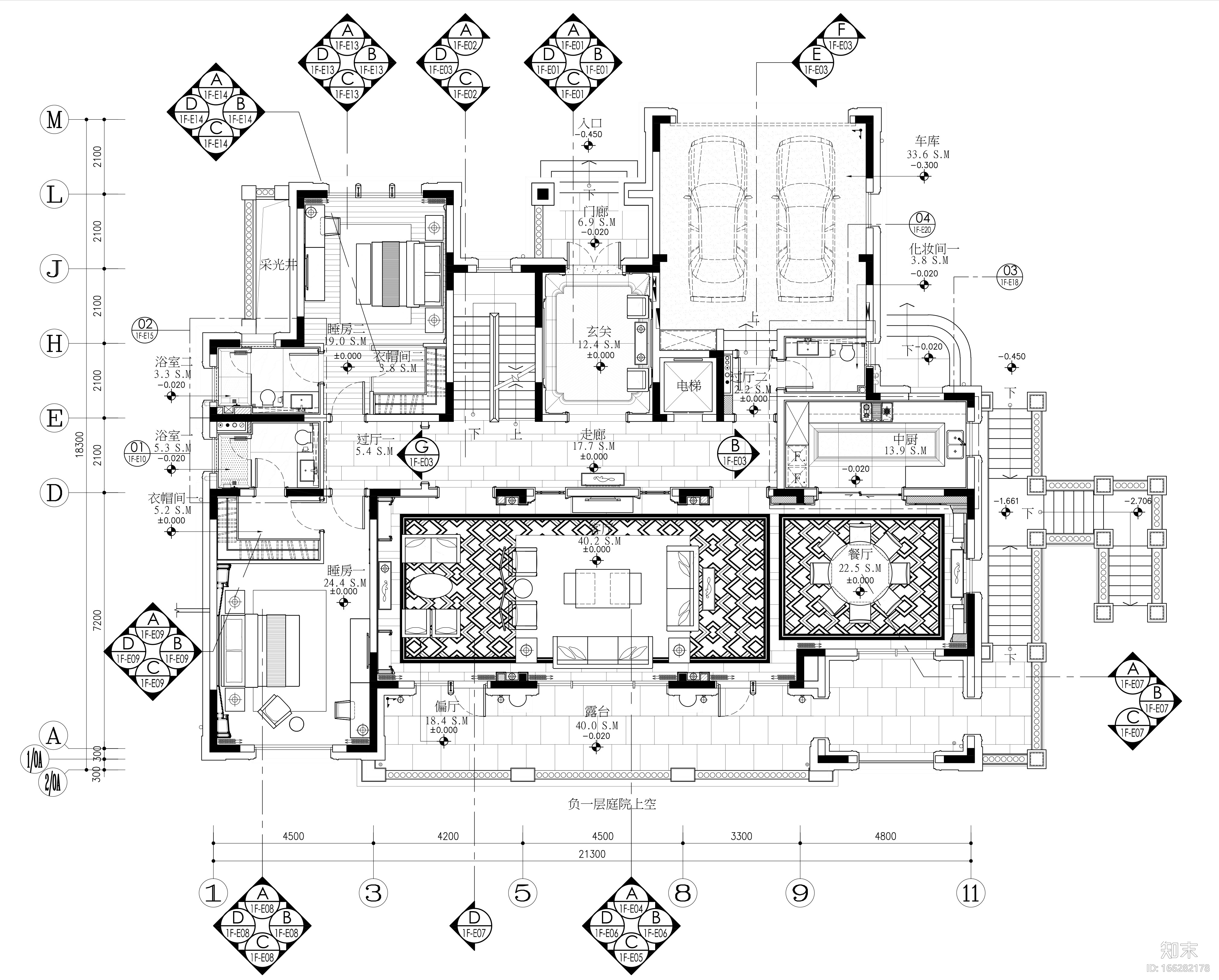 印象古滇湖景林菀五居室样板房装修施工图cad施工图下载【ID:166282178】