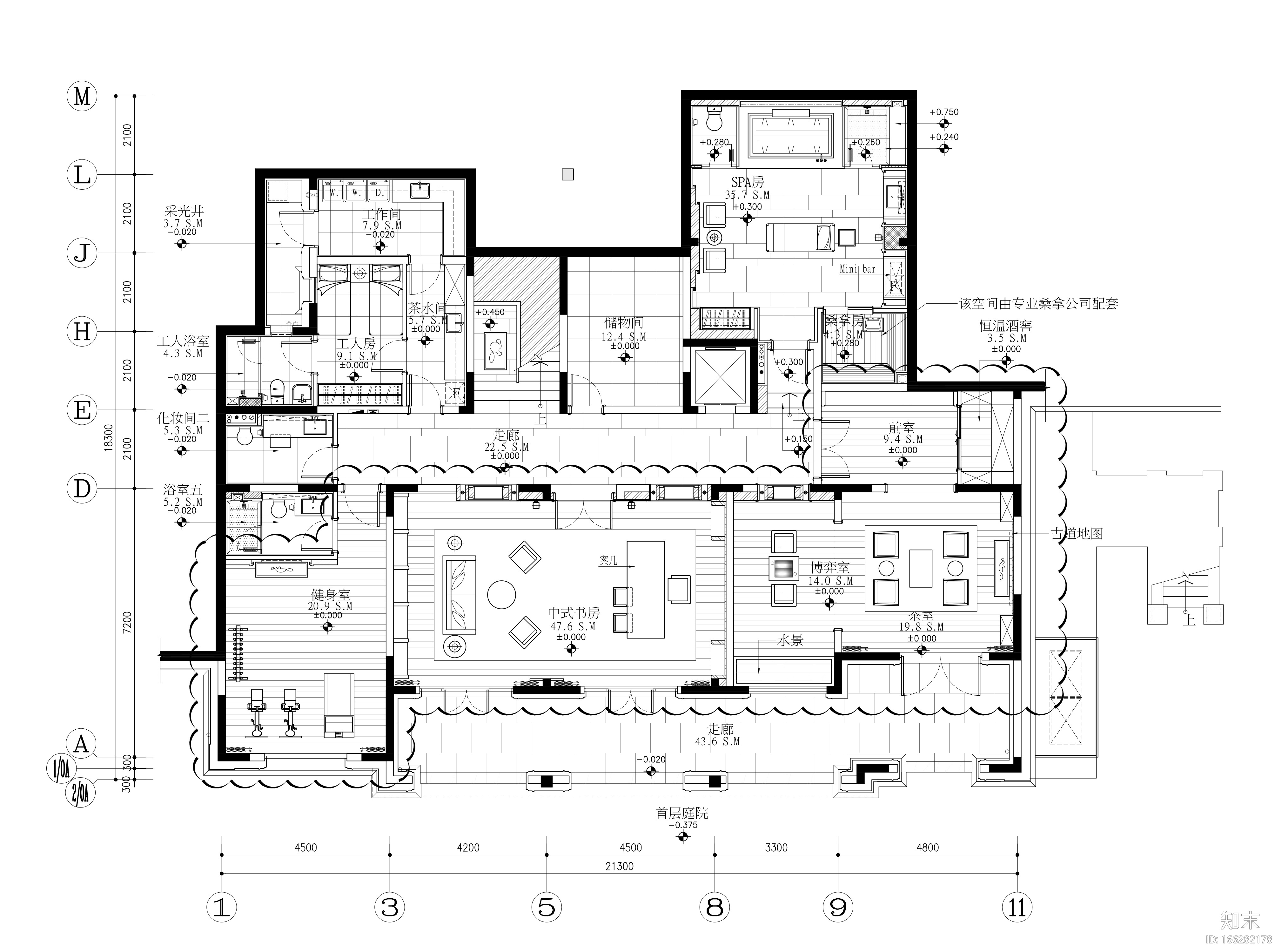 印象古滇湖景林菀五居室样板房装修施工图cad施工图下载【ID:166282178】