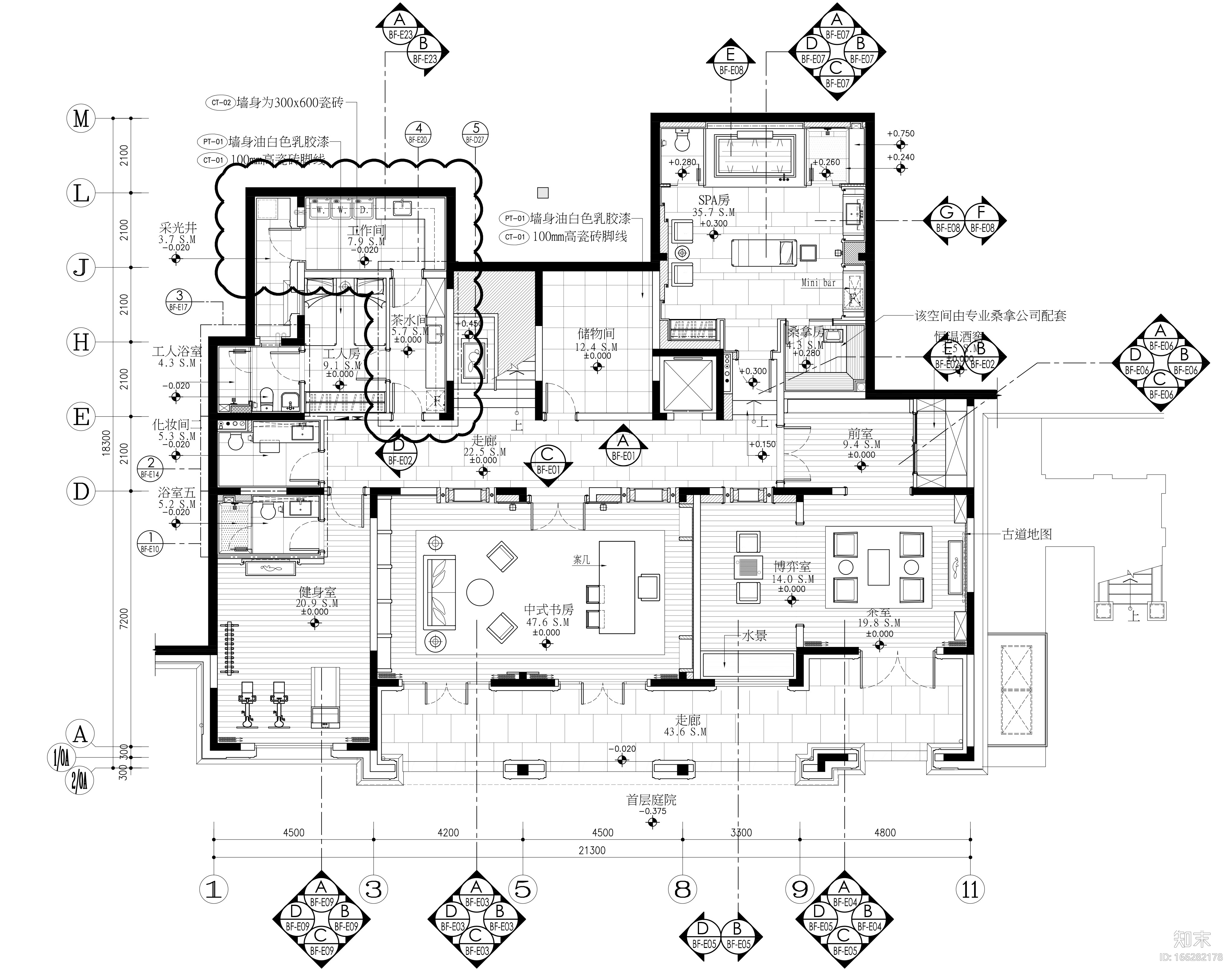 印象古滇湖景林菀五居室样板房装修施工图cad施工图下载【ID:166282178】