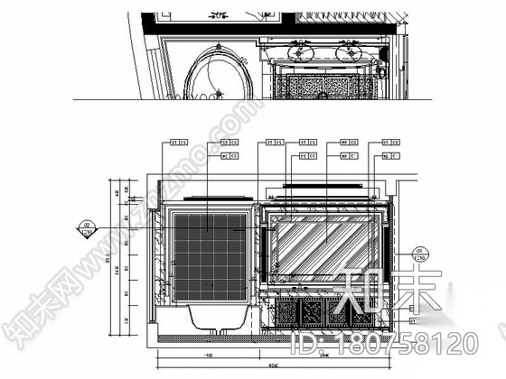 [上海]法式浪漫古典宫廷风格四居室样板房精装修施工图...cad施工图下载【ID:180758120】