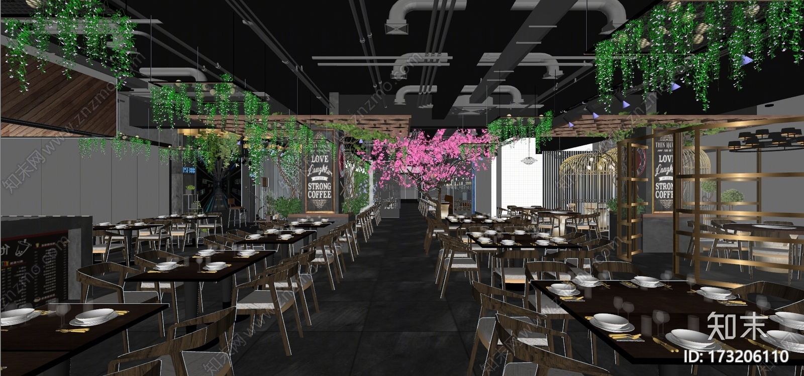 现代西餐厅SU模型下载【ID:173206110】