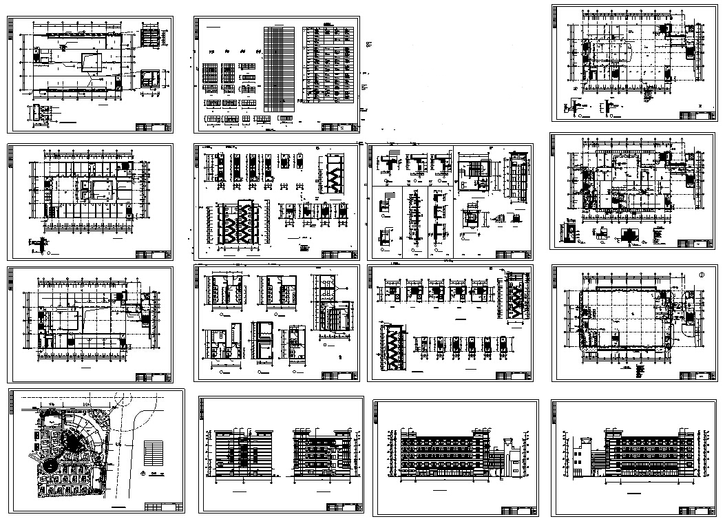 6套办公综合楼建筑设计方案初设图CADcad施工图下载【ID:149949117】