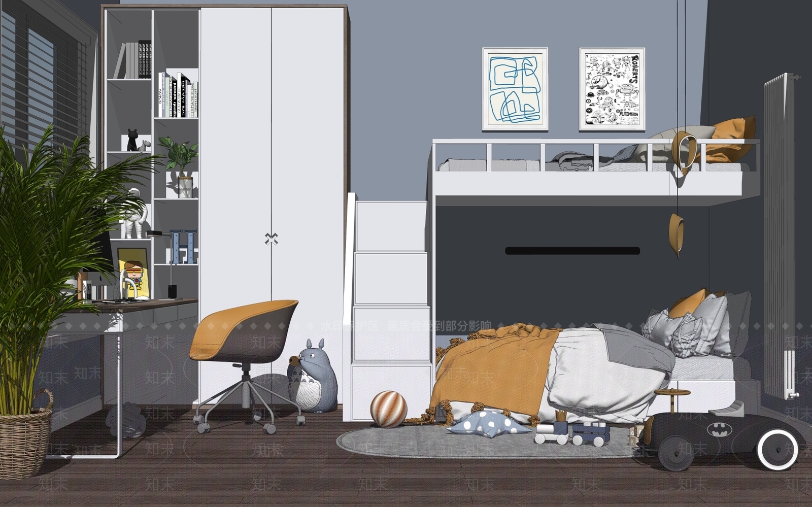 现代儿童房SU模型下载【ID:183713210】