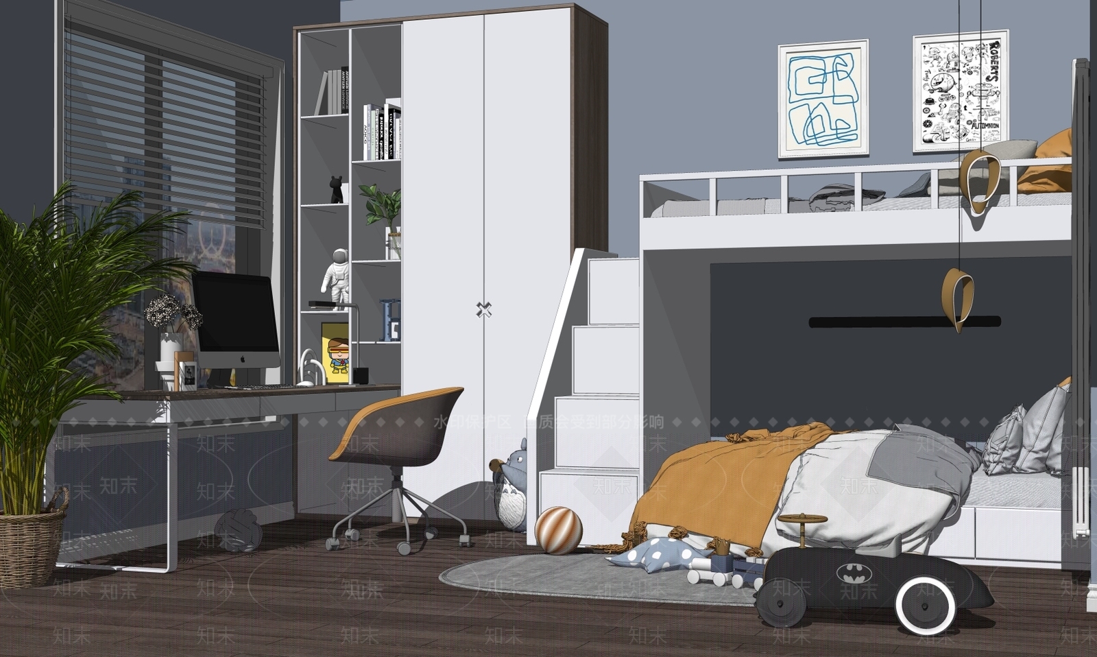 现代儿童房SU模型下载【ID:183713210】
