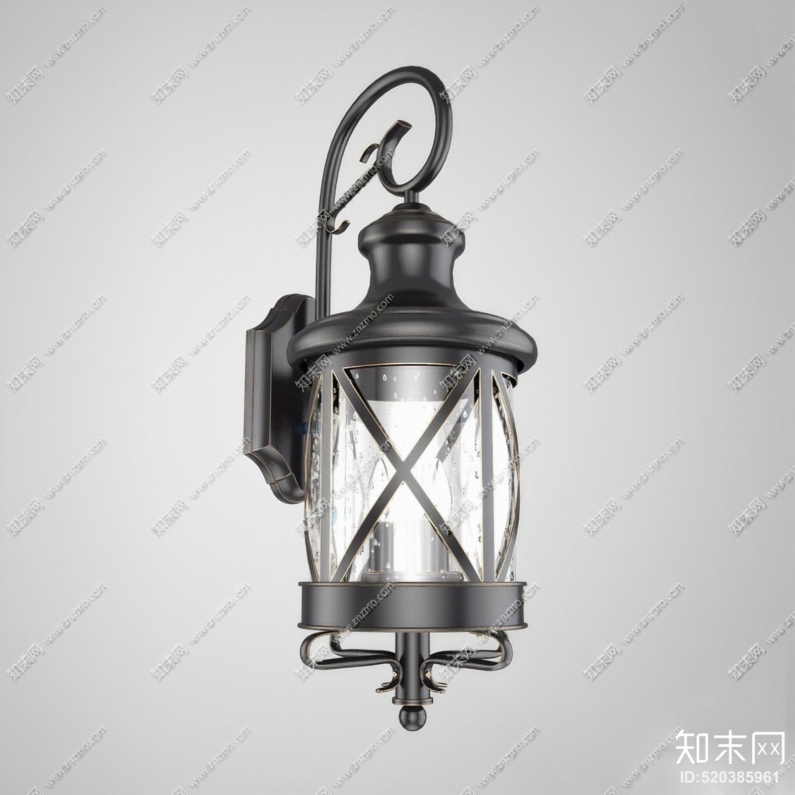 美式金属吊灯壁灯组合3D模型下载【ID:520385961】