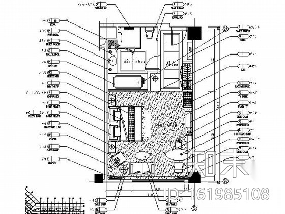 皇冠假日大酒店20号客房施工图cad施工图下载【ID:161985108】