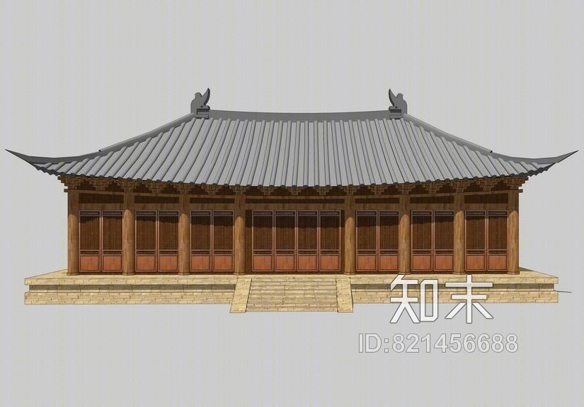 中式古建筑SU模型下载【ID:821456688】