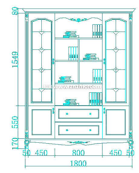 书柜施工图下载【ID:182097158】