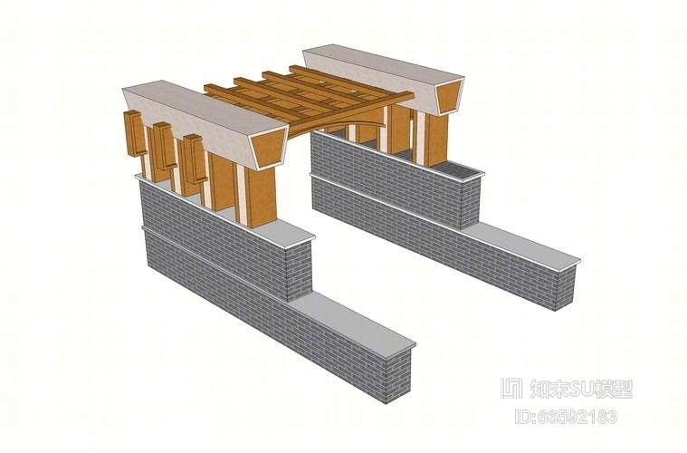中式廊架SU模型下载【ID:66592183】