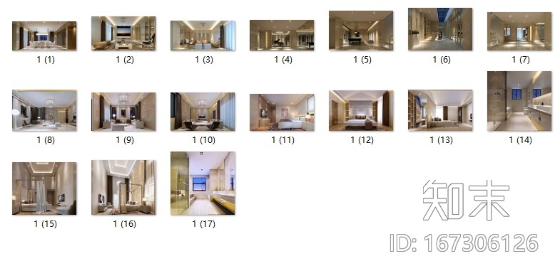 [广东]现代风格别墅样板间CAD施工图（含效果图）施工图下载【ID:167306126】