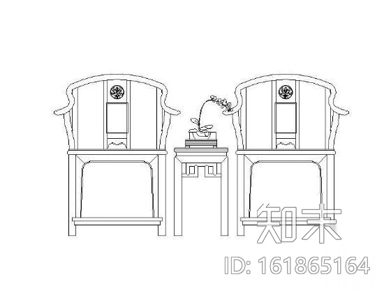 中式圈椅组合图块cad施工图下载【ID:161865164】