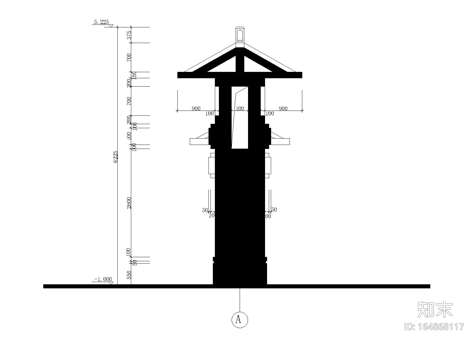 黄公祠牌坊施工图设计_CADcad施工图下载【ID:164868117】
