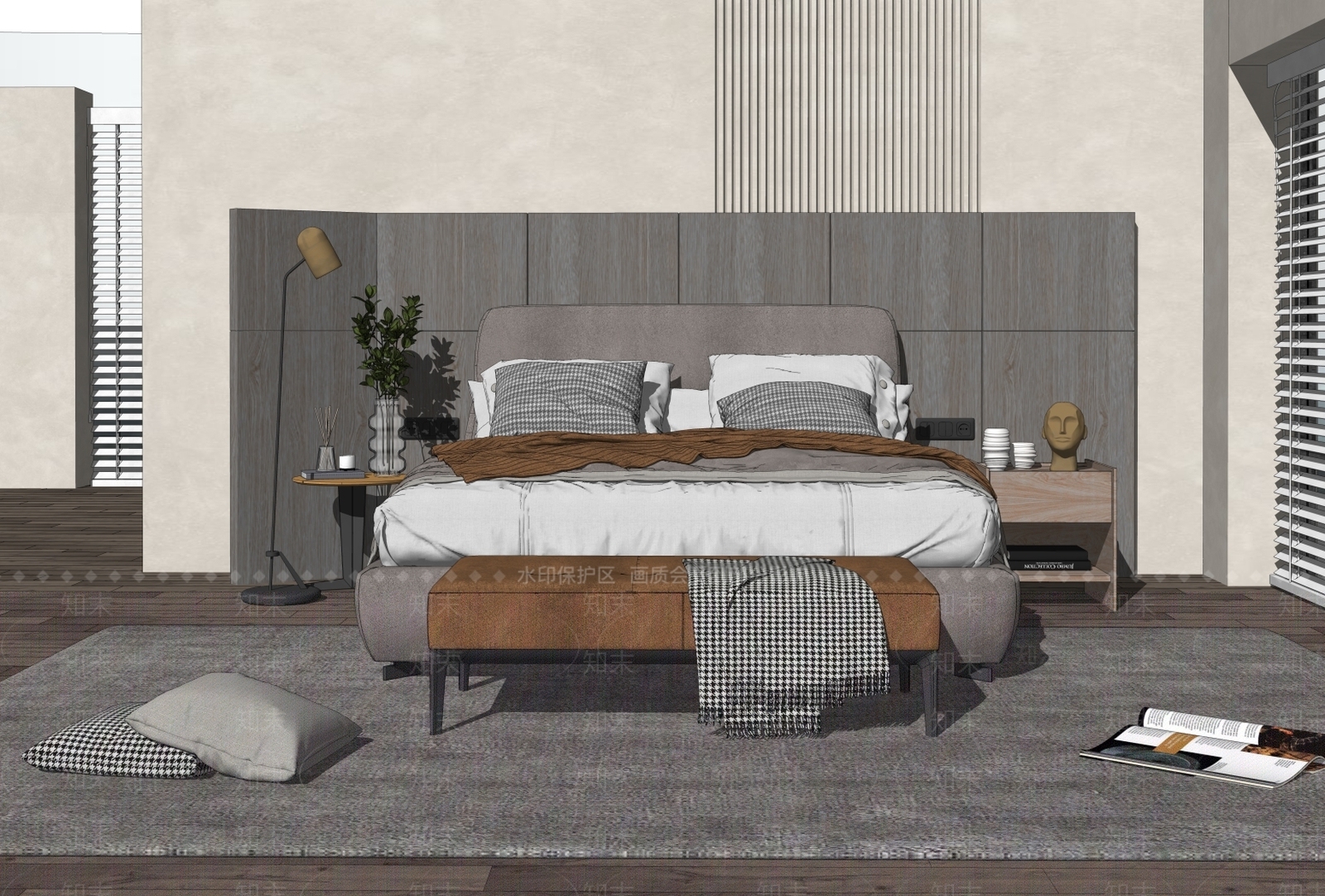 侘寂家居卧室SU模型下载【ID:186583140】