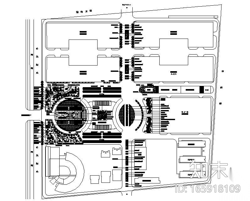 南京某工业产业园区绿化设计图cad施工图下载【ID:165918109】