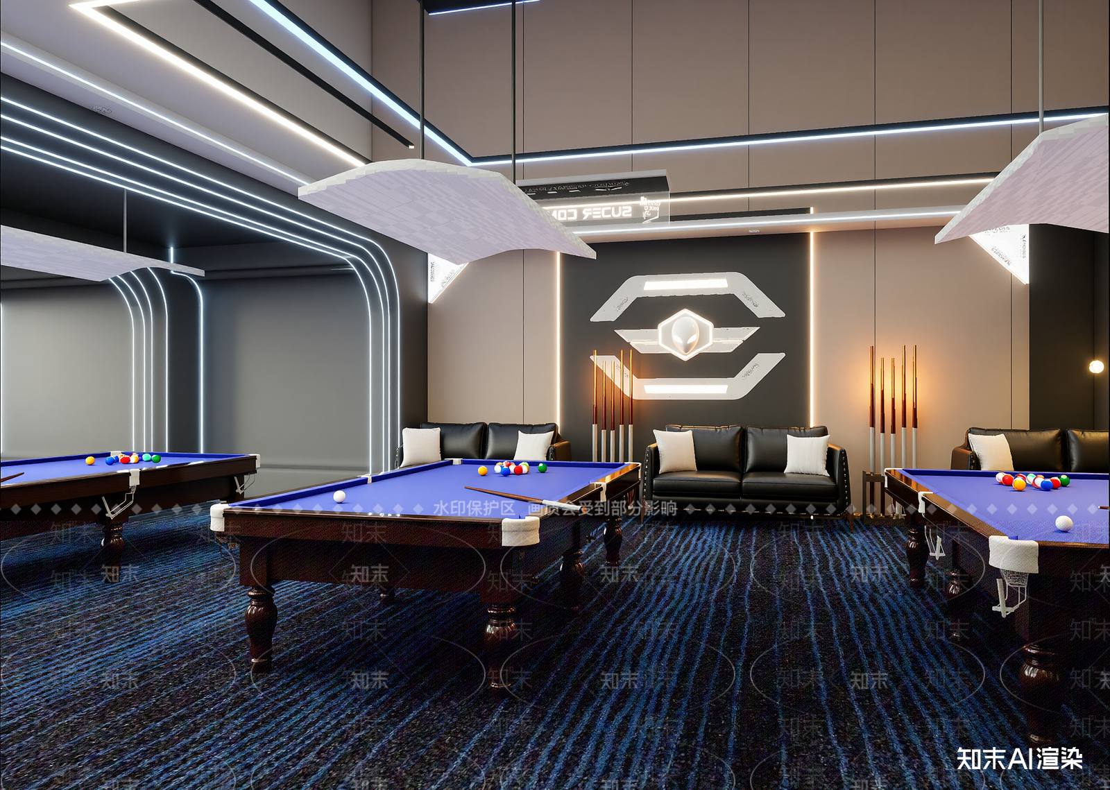 现代台球室3D模型下载【ID:1214948889】