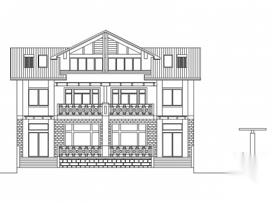 [新农村]某三层双拼住宅建筑方案cad施工图下载【ID:164870191】