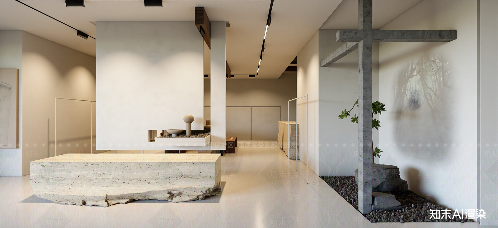 现代艺术展厅SU模型下载【ID:1222255409】