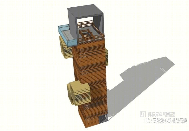 现代景观塔SU模型下载【ID:522404359】