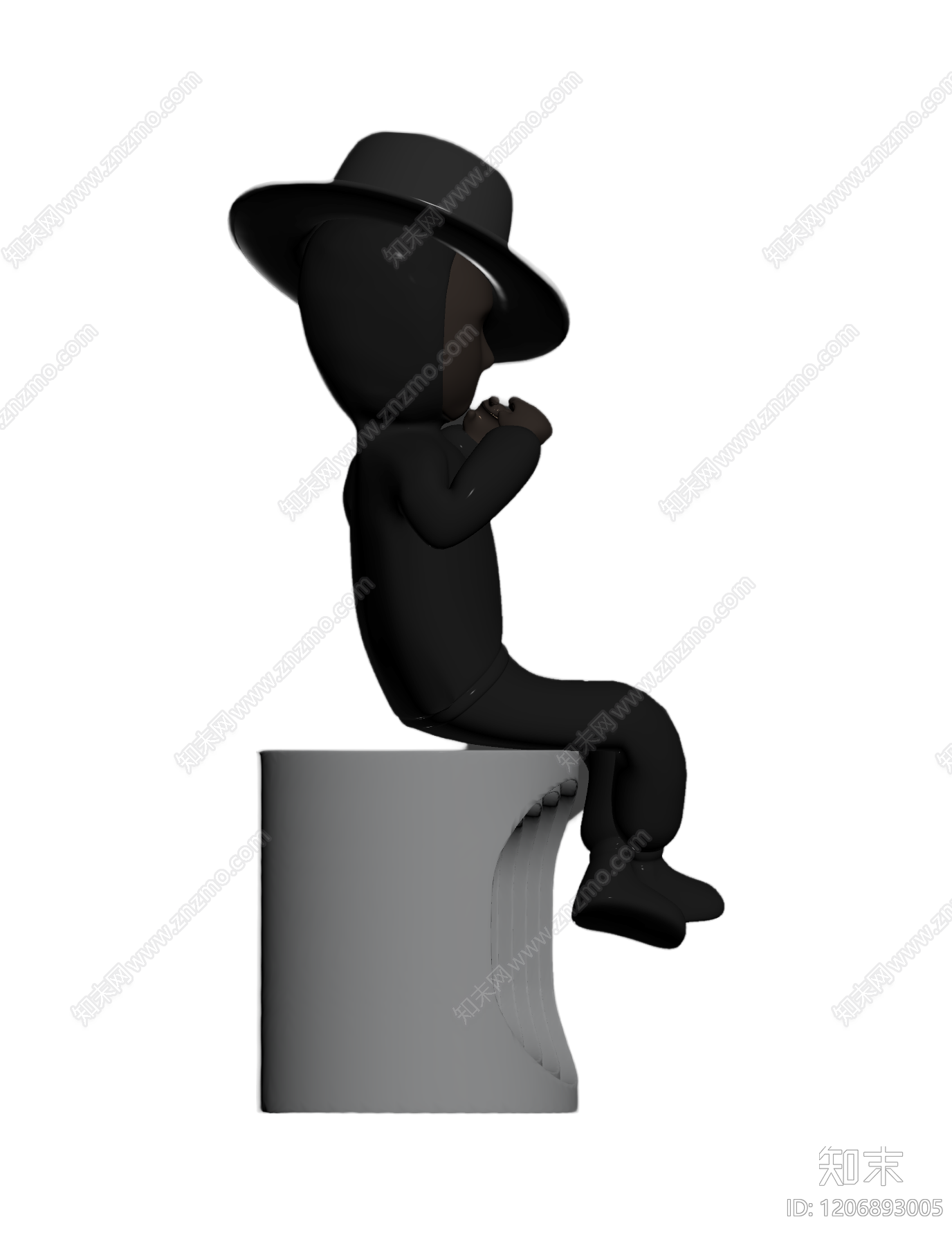 戴帽人物雕塑3D模型下载【ID:1206893005】