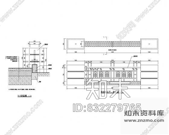 图块/节点围墙单元详图cad施工图下载【ID:832279765】