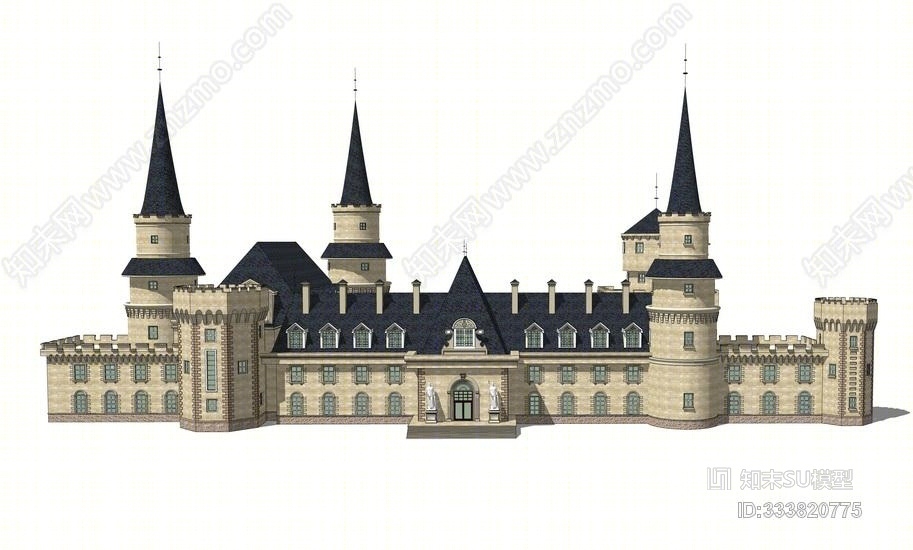 欧洲城堡SU模型下载【ID:333820775】
