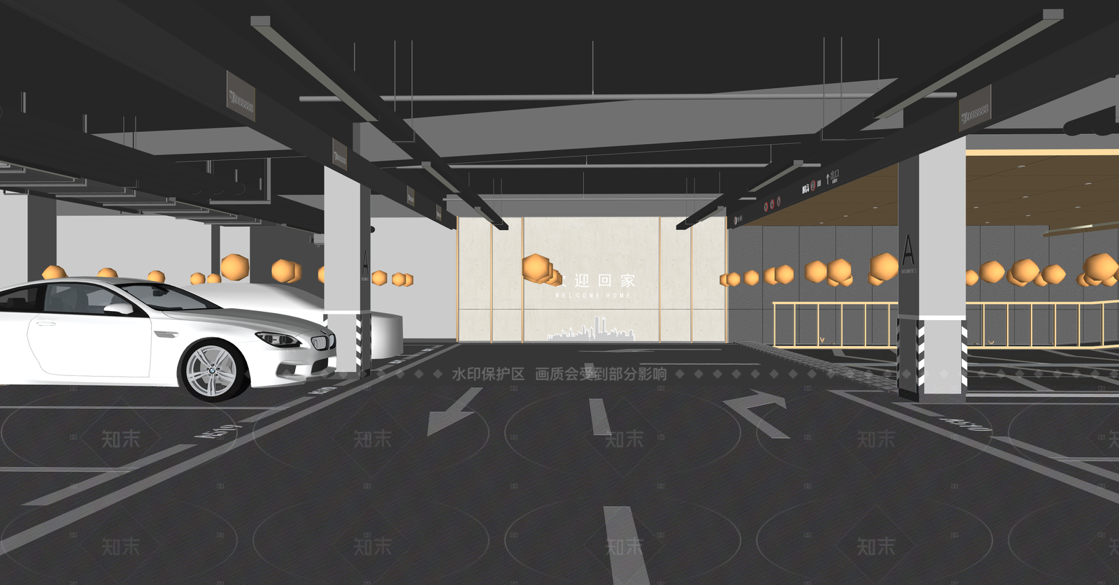 现代停车场SU模型下载【ID:1216056124】